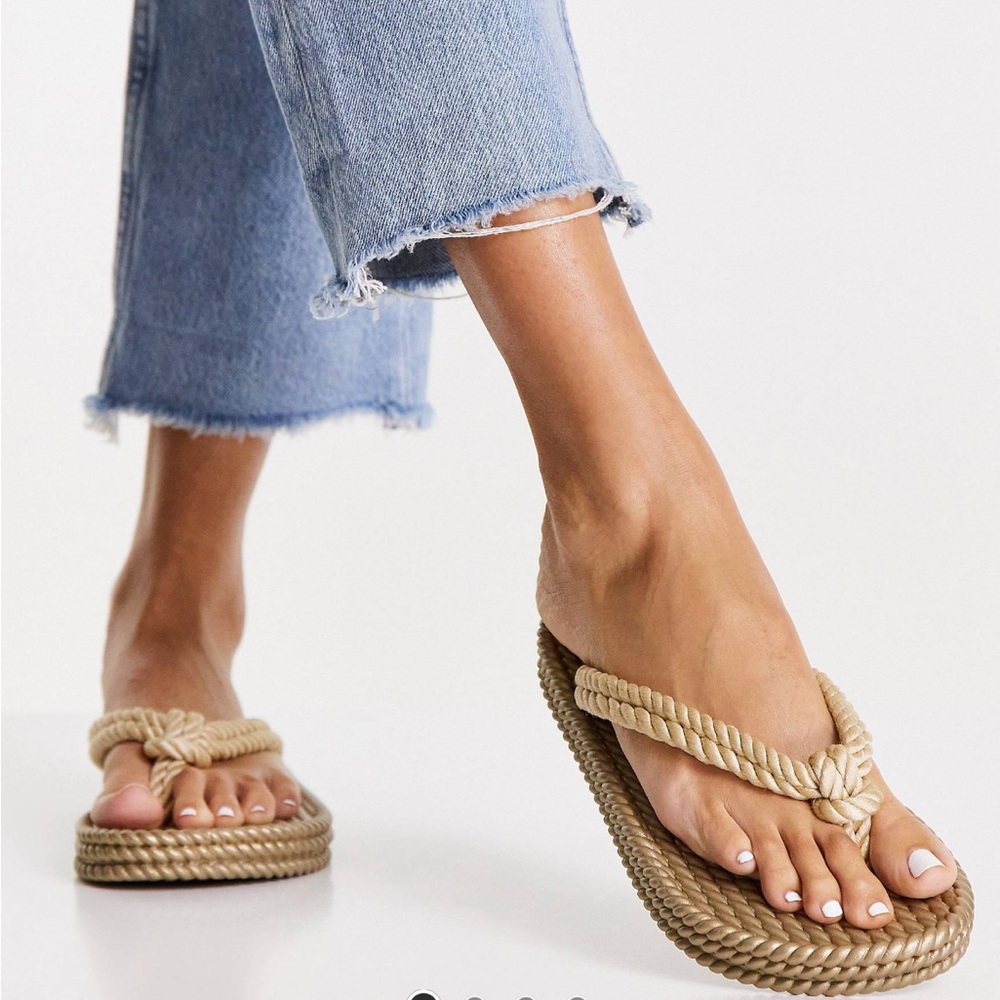 ASOS DESIGN Flow rope flip-flops in natural